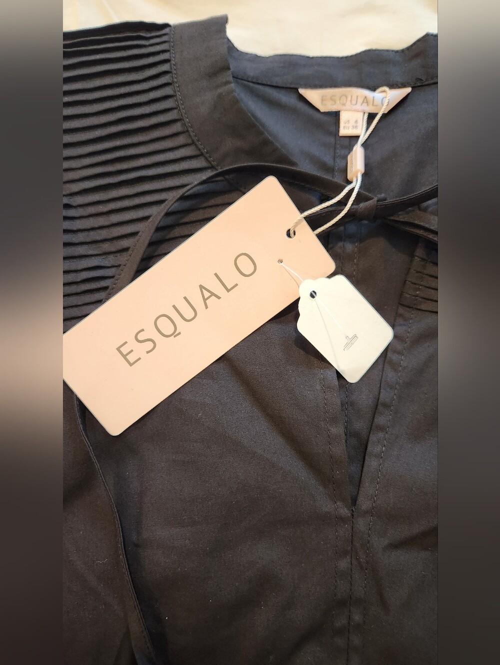 100% Poplin Blouse Black Size 6 - Picture 6 of 7